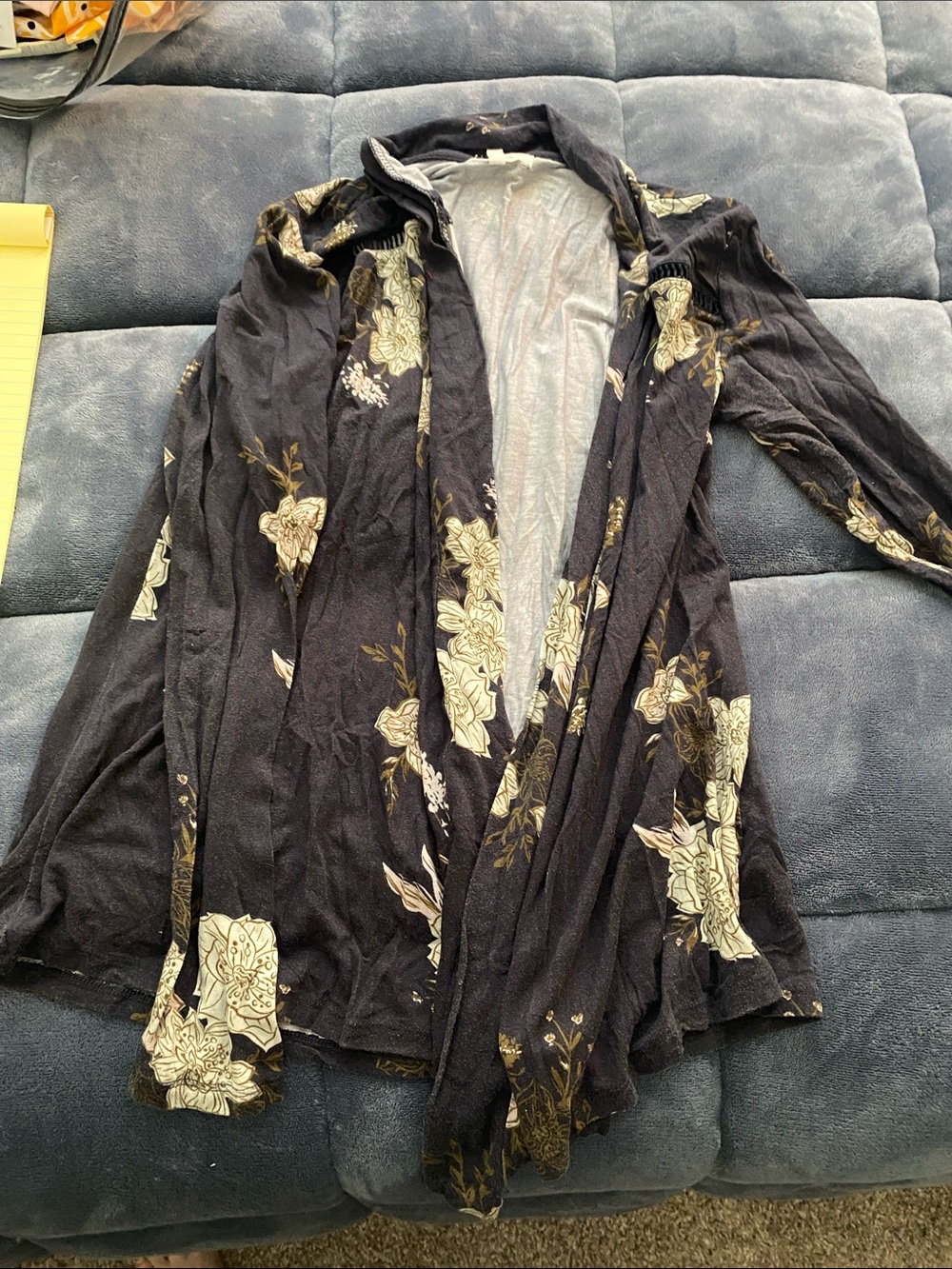 Maurices Black Floral Lightweight Open Cardigan